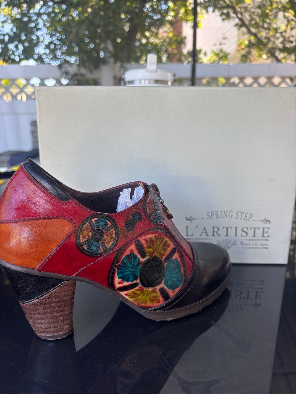 Lariste Woman’s  Multi-Color Floral Leather Ankle Boots